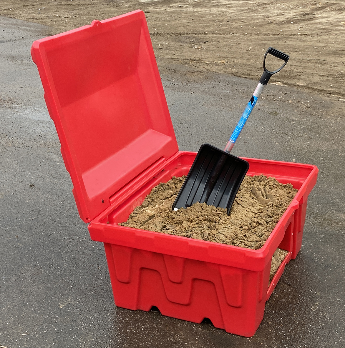 Пластиковый пожарный ящик для песка, реагентов, химикатов и сыпучих субстанций фото 1
